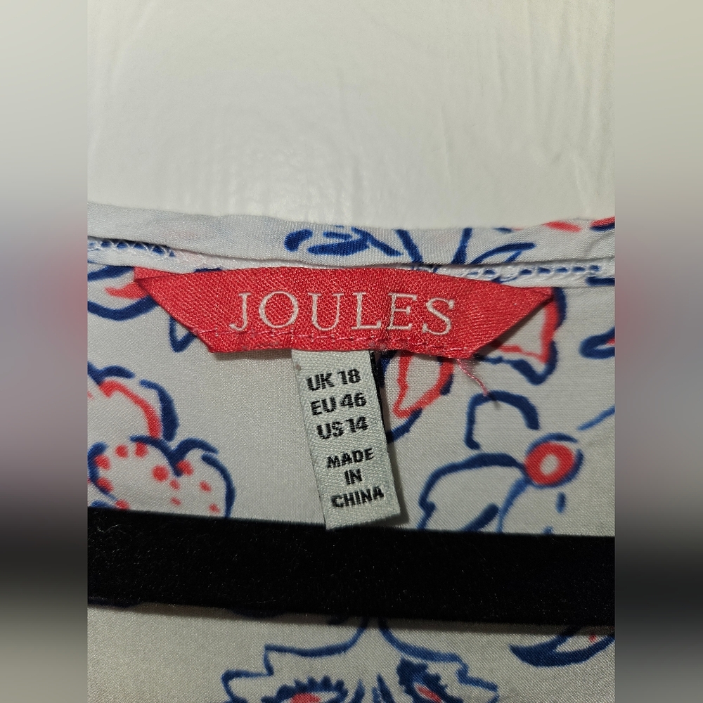 Joules Floral Stripe Short Sleeve Shirt Top Blouse Pink White Blue Women's 14 - Picture 5 of 12